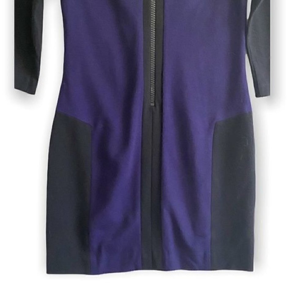 Sandro Paris Color Block Ponte Mini Dress, Purple/blue and Black, Size 1/S - Picture 6 of 14